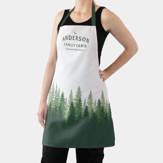 Family Name Cabin Location Pine Tree Forest Apron (Insitu)