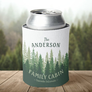Family Name Cabin Location Pine Tree Forest Can Cooler