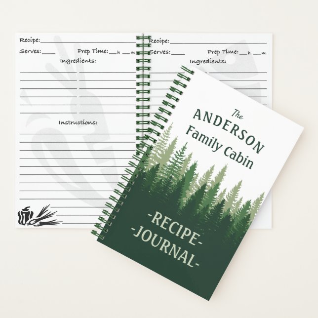 Family Name Cabin Pine Trees Recipe Journal (Inside)