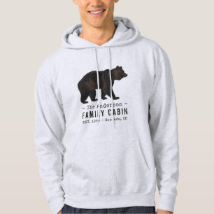 Family Name Cabin Rustic Brown Black Bear Hoodie
