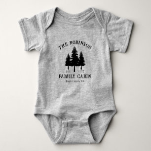Family Name Cabin Rustic Country Trees Baby Bodysuit