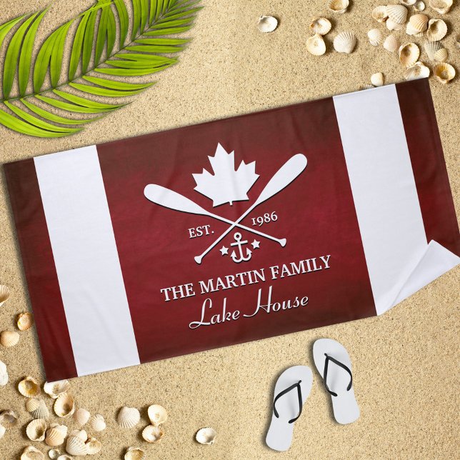 Family Name | Canadian Maple Leaf Custom Beach Towel (Creator Uploaded)