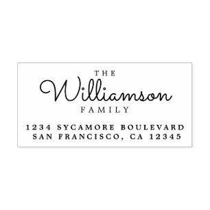 Family Name Chic Script Return Address Rubber Stamp