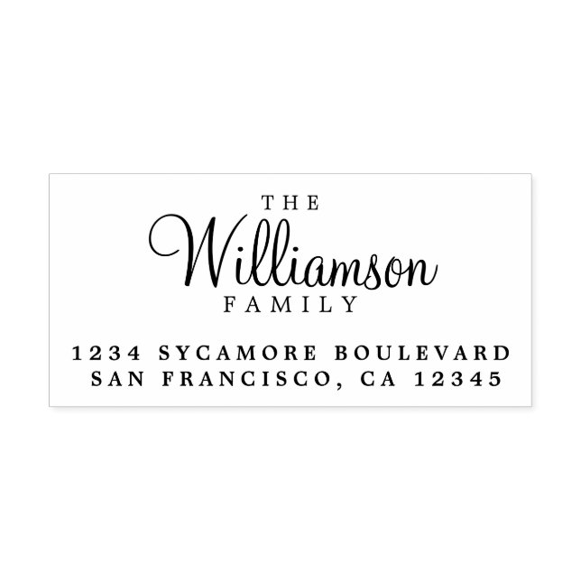 Family Name Chic Script Return Address Rubber Stamp (Imprint)
