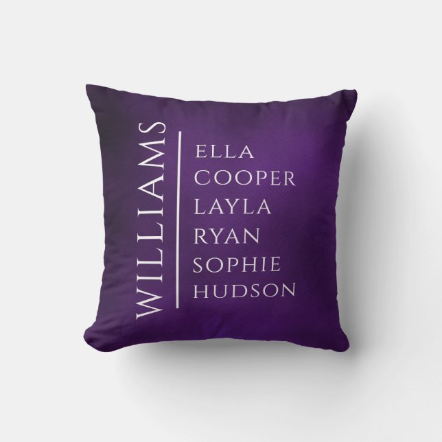 FAMILY NAME CHILDREN NAMES Kids Purple Cushion (Front)