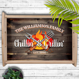 Family Name Chillin' and Grillin' BBQ Serving Tray