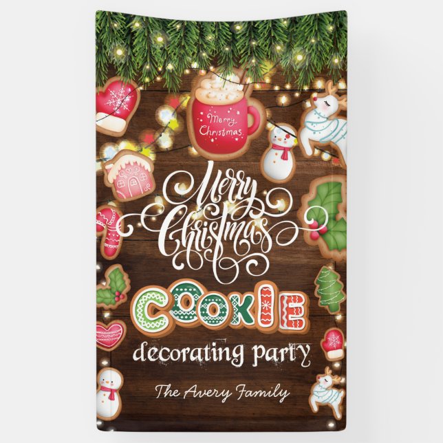 Family Name Christmas Cookie Decorating Party Banner (Vertical)