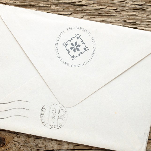 Family Name Christmas Return Address Custom Self-inking Stamp (A simple editable block style lettering for name and adress. )