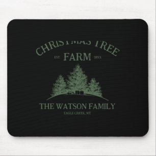 Family Name Christmas Tree Farm Retro  Mouse Mat