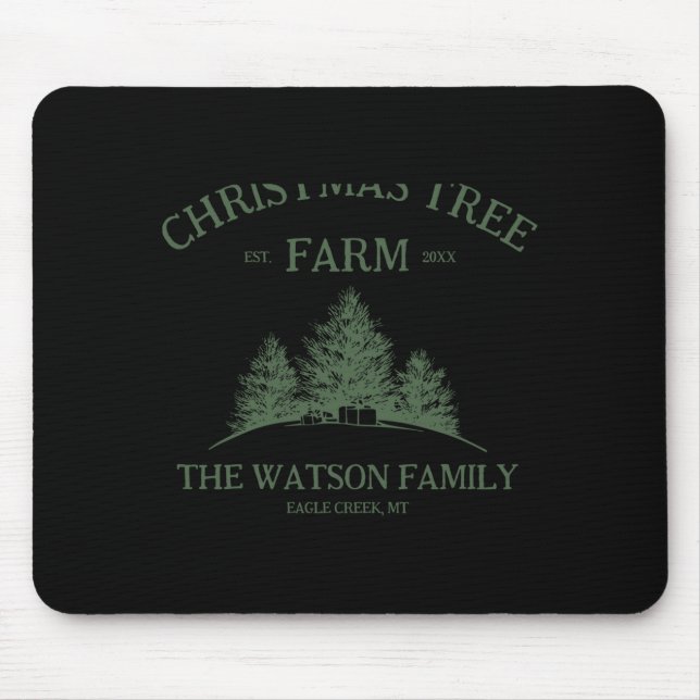 Family Name Christmas Tree Farm Retro  Mouse Mat (Front)