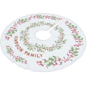 Family Name Christmas Tree Skirt Holly and Ivy