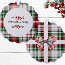 Family Name Christmas Vintage Gift Plaid Red Green