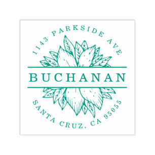 Family Name Circular Botanical Return Address Self-inking Stamp