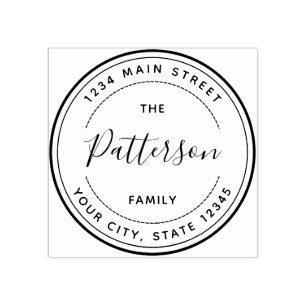 Family Name   Create Your Own Round Return Address Rubber Stamp