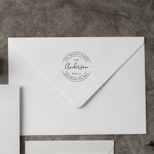 Family Name   Create Your Own Round Return Address Rubber Stamp