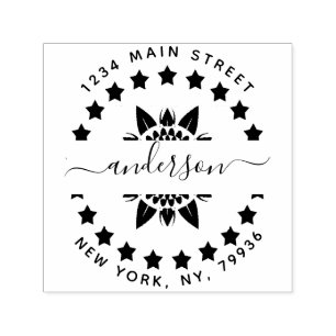 Family Name, Create Your Own Round Return Address Self-inking Stamp
