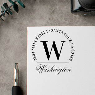 Family Name   Custom Monogram Return Address Rubber Stamp