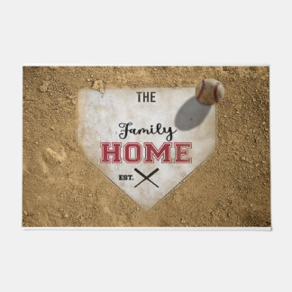 Family Name Customised Rug, Baseball Family Doormat
