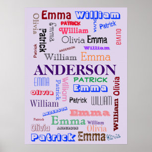 Family Name Dazzling Word Cloud  Poster