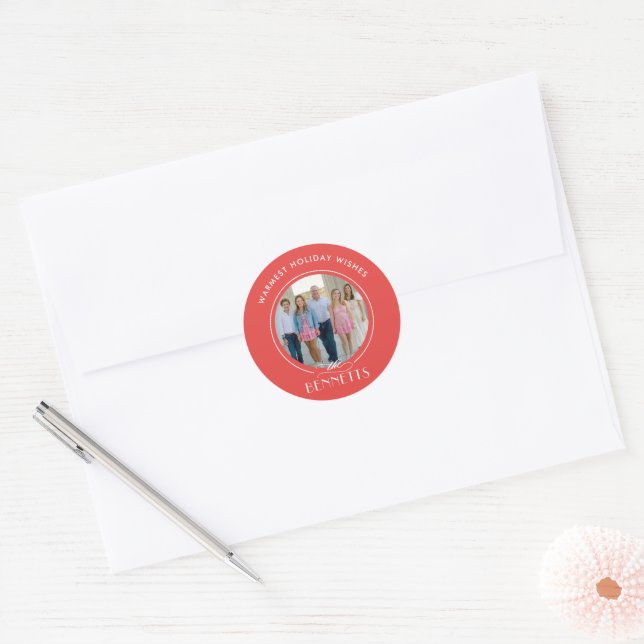 Family Name Editable Colour Holiday Sticker Seal (Envelope)