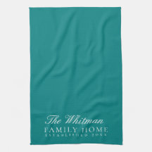 Family Name Elegant Teal Kitchen