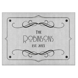Family Name & Established Year Old Movie Vintage Cutting Board