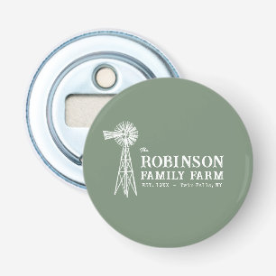 Family Name Farm Rustic Windmill Sage Green Bottle Opener