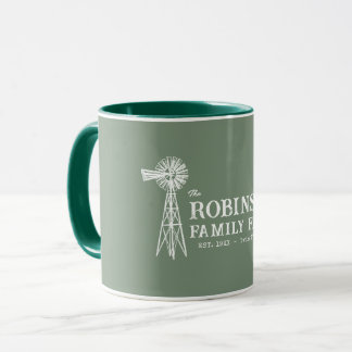 Family Name Farm Rustic Windmill Sage Green Mug