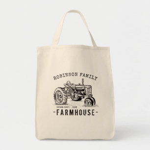 Family Name Farmhouse Rustic Vintage Tractor Tote Bag