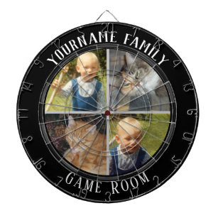Family Name Four Photo Game Room Dartboard