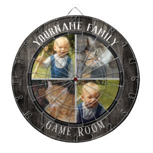 Family Name Four Photo Game Room Dartboard