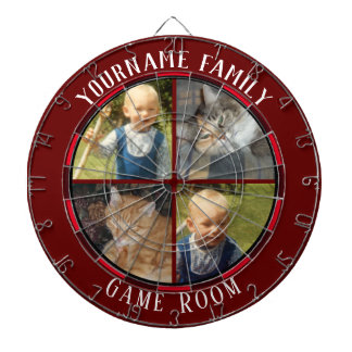 Family Name Four Photo Game Room Dartboard