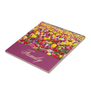 Family name gifts Tile art Tulip Flowers Festival