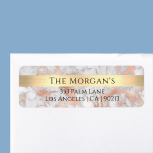 Family Name, Gold Band, White & Rose Gold Marble