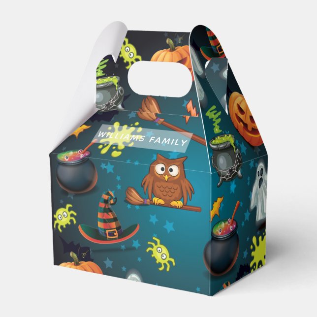 Family Name Halloween pattern Personalised Favour Box (Front Side)