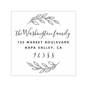Family Name Hand Lettered Script Return Address Self-inking Stamp