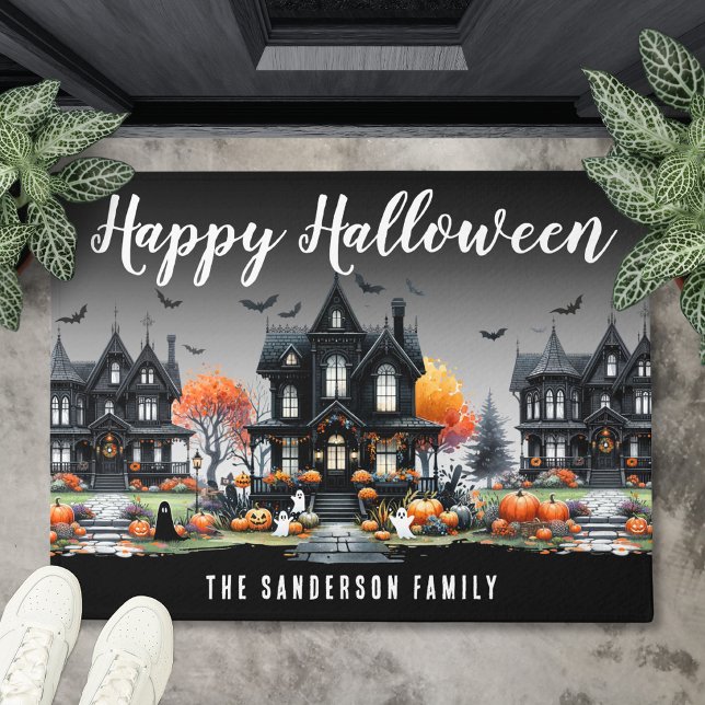 Family Name Happy Halloween Doormat (Family Name Happy Halloween Doormat)