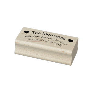 Family Name Heart Modern Curved Return Address Rubber Stamp