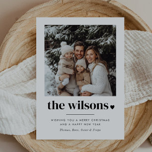Family Name Heart Photo Holiday Card
