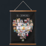 Family Name Heart Shape Photo Collage 29 Pic Black Hanging Tapestry<br><div class="desc">Custom photo display on large wall hanging, further personalised with your family name. The photo template displays your pictures in a heart shaped photo collage which holds 29 images. Your photos are displayed in a mix of square, landscape and portrait formats and, if you have any problems with placement, you...</div>
