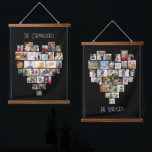 Family Name Heart Shape Photo Collage 58 Pic Black Hanging Tapestry<br><div class="desc">Custom photo display on large wall hanging, further personalised with your family names. The photo template displays your pictures in a heart shaped photo collages which hold 29 images each. Your photos are displayed in a mix of square, landscape and portrait formats and, if you have any problems with placement,...</div>