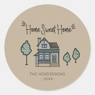 Family Name Home Sweet Home Housewarming Party Classic Round Sticker