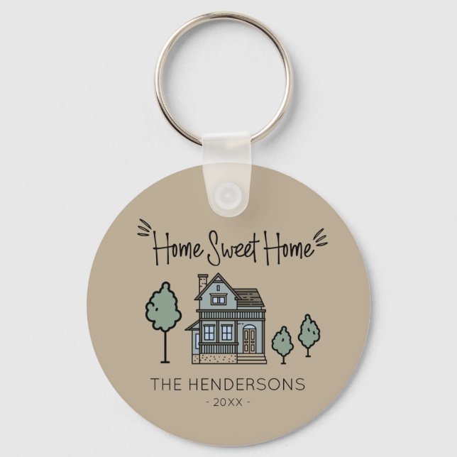 Family Name Home Sweet Home Key Ring (Front)