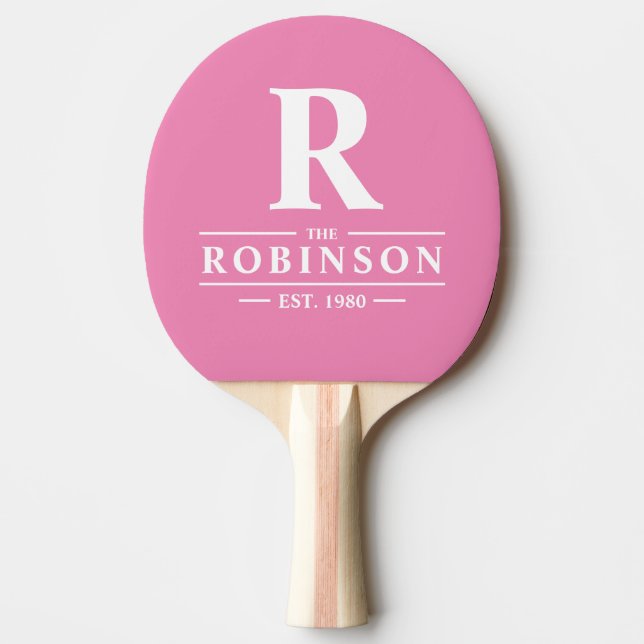 Family Name & Initial Classic Pink Ping Pong Paddle (Front)