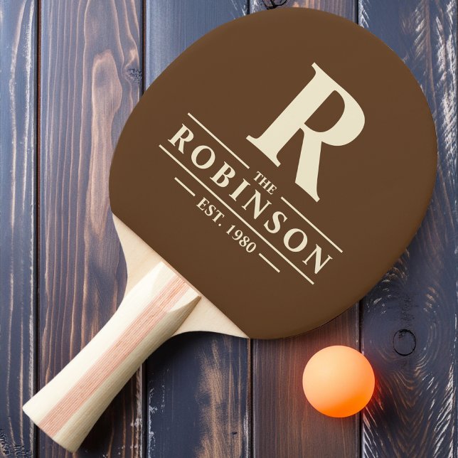 Family Name & Initial Deep Forest Brown Ping Pong Paddle (Creator Uploaded)