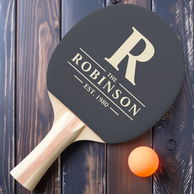 Family Name & Initial Mediterranean Grey Ping Pong Paddle (Creator Uploaded)