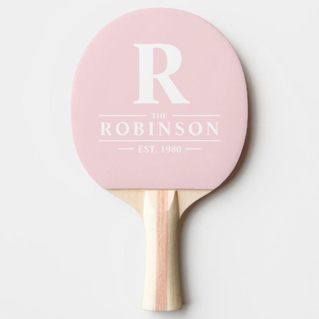 Family Name & Initial Pink Whisper Ping Pong Paddle (Front)