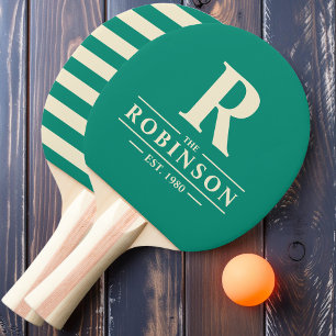 Family Name & Initial Polo Aqua Beach Breeze Ping Pong Paddle