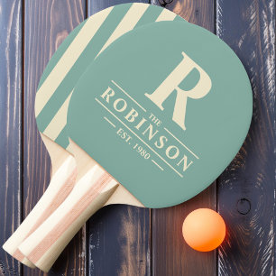 Family Name & Initial Polo Striping Aqua Reef Ping Pong Paddle