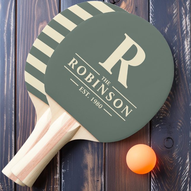 Family Name & Initial Polo Warm Grey Ping Pong Paddle (Creator Uploaded)
